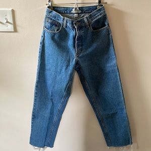 VINTAGE 90's Raw Hem High Rise Straight Leg Denim